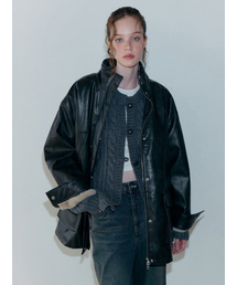 Faux Leather Fur Coat, Black