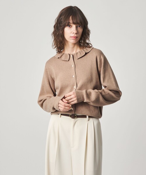 Steven Alan(スティーブンアラン)の「<Steven Alan>コットン カシミヤ フリル カーディガン(カーディガン/ボレロ・レディース・ベージュ/ネイビー・FREE)」の2枚目の写真