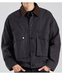 BUTTON SEOUL（ボタンソウル）の「コーデュロイ配色カラークロップコットントラッカージャケット(ブラック)（その他アウター）」