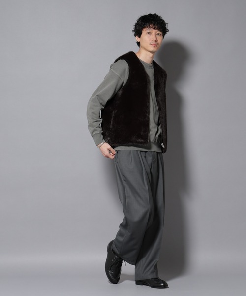 セール】｢西川ダウン(R)｣ FUSIONSYSTEMフェイクファーベスト（ダウン