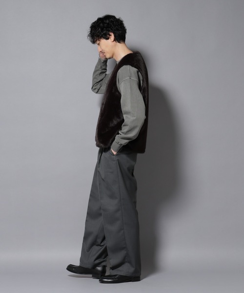 NANO universe（ナノユニバース）の「｢西川ダウン(R)｣ FUSIONSYSTEMフェイクファーベスト（ダウンベスト・メンズ・ブラウン・M/L）」の8枚目の写真