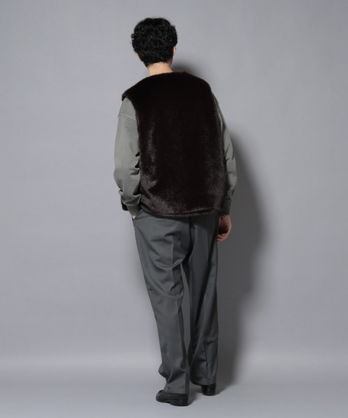 NANO universe（ナノユニバース）の「｢西川ダウン(R)｣ FUSIONSYSTEMフェイクファーベスト（ダウンベスト・メンズ・ブラウン・M/L）」の7枚目の写真