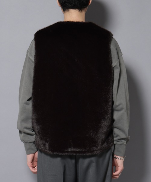 セール】｢西川ダウン(R)｣ FUSIONSYSTEMフェイクファーベスト（ダウン