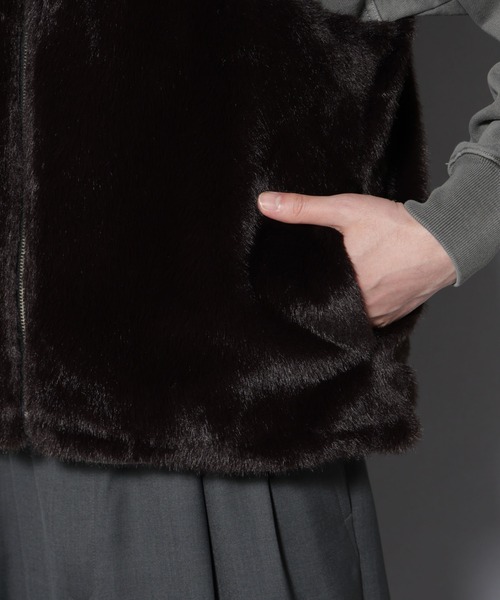 NANO universe（ナノユニバース）の「｢西川ダウン(R)｣ FUSIONSYSTEMフェイクファーベスト（ダウンベスト・メンズ・ブラウン・M/L）」の14枚目の写真