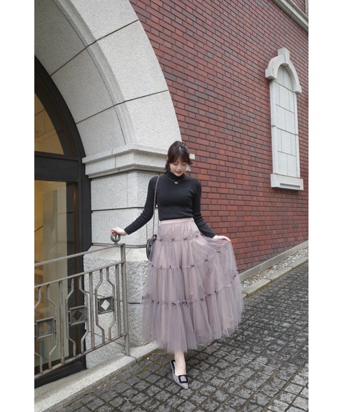 MISTREASS(ミストレアス)の「Mini Ribbon Volume Tulle Tiered Skirt(スカート・レディース・ピンクベージュ/モカ・FREE)」の16枚目の写真