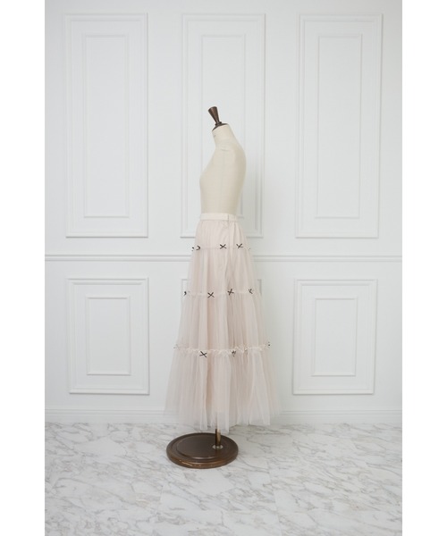 MISTREASS(ミストレアス)の「Mini Ribbon Volume Tulle Tiered Skirt(スカート・レディース・ピンクベージュ/モカ・FREE)」の8枚目の写真