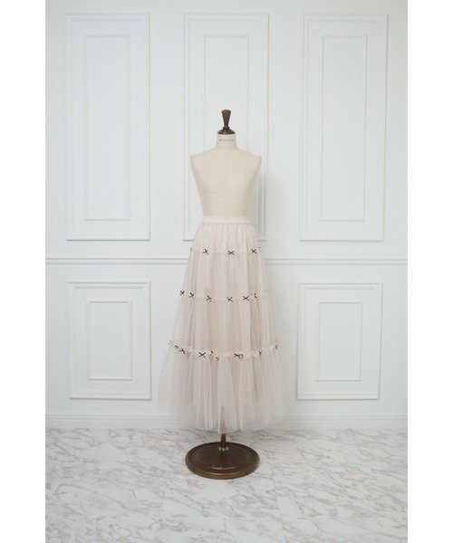 MISTREASS(ミストレアス)の「Mini Ribbon Volume Tulle Tiered Skirt(スカート・レディース・ピンクベージュ/モカ・FREE)」の7枚目の写真