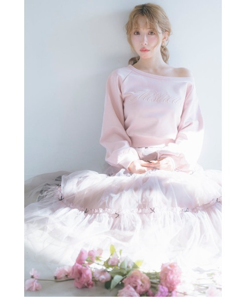 MISTREASS(ミストレアス)の「Mini Ribbon Volume Tulle Tiered Skirt(スカート・レディース・ピンクベージュ/モカ・FREE)」の5枚目の写真