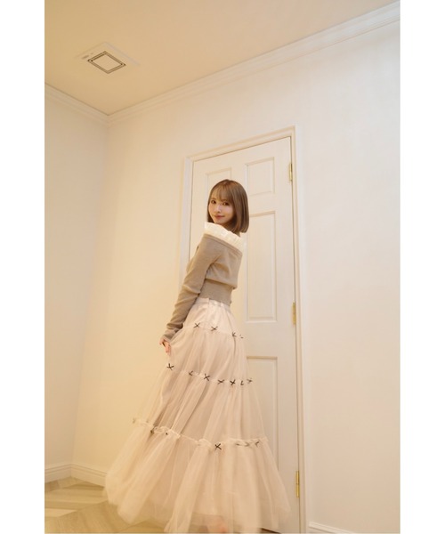MISTREASS(ミストレアス)の「Mini Ribbon Volume Tulle Tiered Skirt(スカート・レディース・ピンクベージュ/モカ・FREE)」の11枚目の写真