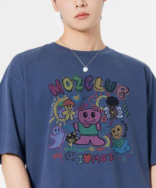 MOZMOZ(モズモズ)の「セキネンピルクマ オーバーサイズ ピグメント 半袖Tシャツ ブルー(Tシャツ/カットソー・レディース・その他・M/XL/XXL)」の2枚目の写真