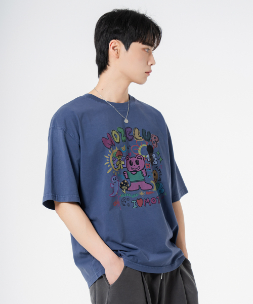 MOZMOZ(モズモズ)の「セキネンピルクマ オーバーサイズ ピグメント 半袖Tシャツ ブルー(Tシャツ/カットソー・レディース・その他・M/XL/XXL)」の4枚目の写真