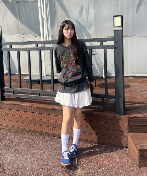 MOZMOZ(モズモズ)の「セキネンピルクマ オーバーサイズ ピグメント 半袖Tシャツ ブルー(Tシャツ/カットソー・レディース・その他・M/XL/XXL)」の14枚目の写真
