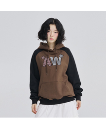 AW ウーブンパッチ刺繍ラグランフードブラウン