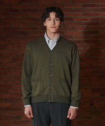 ヴィンテージツートンVネックカーディガン(カーキ)