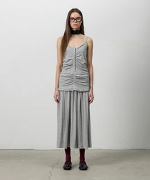 THREE TO EIGHTY（スリートゥエイティー）の「RUCHED SNAP PANEL DRESS M.GREY（ワンピース）」
