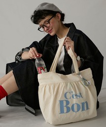 【BONLECILL Marche】チャーム付きバイカラーロゴBIGトートバッグ