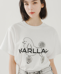 KARLLAH（カラ）の「プードルプリント半袖Tシャツ-ホワイト（Tシャツ/カットソー）」
