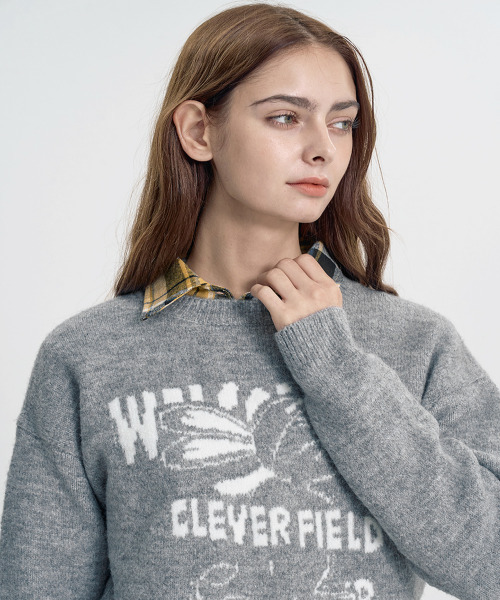 CLEVER FIELD(クレバーフィールド)の「クレバーラビット ウェルカムソフトニット_グレー(ニット/セーター・レディース・チャコールグレー・FREE)」の2枚目の写真
