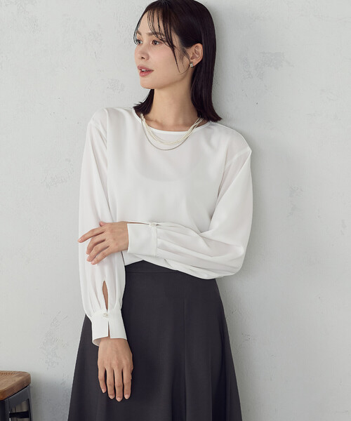 COMME CA ISM(コムサイズム)の「【宮城舞さん着用】【セットアップ対応】ポリエステルツイル パールボタンブラウス(シャツ/ブラウス・レディース・グレー/ネイビー/ホワイト・X-SMALL/SMALL/MEDIUM/LARGE/X-LARGE)」の22枚目の写真