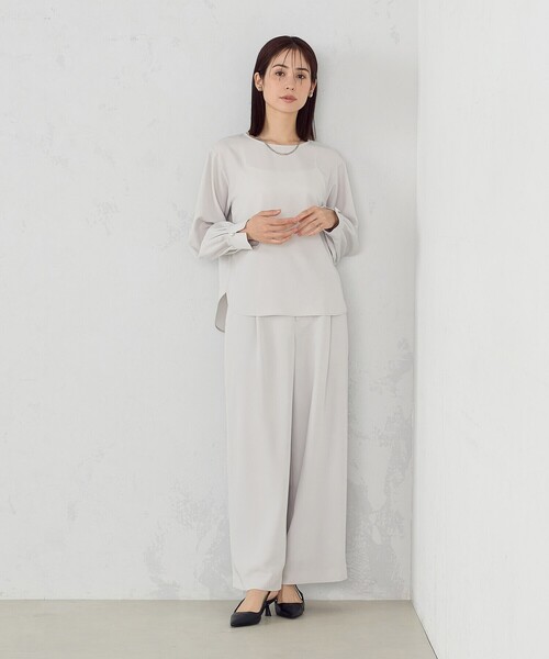 COMME CA ISM(コムサイズム)の「【宮城舞さん着用】【セットアップ対応】ポリエステルツイル パールボタンブラウス(シャツ/ブラウス・レディース・グレー/ネイビー/ホワイト・X-SMALL/SMALL/MEDIUM/LARGE/X-LARGE)」の21枚目の写真