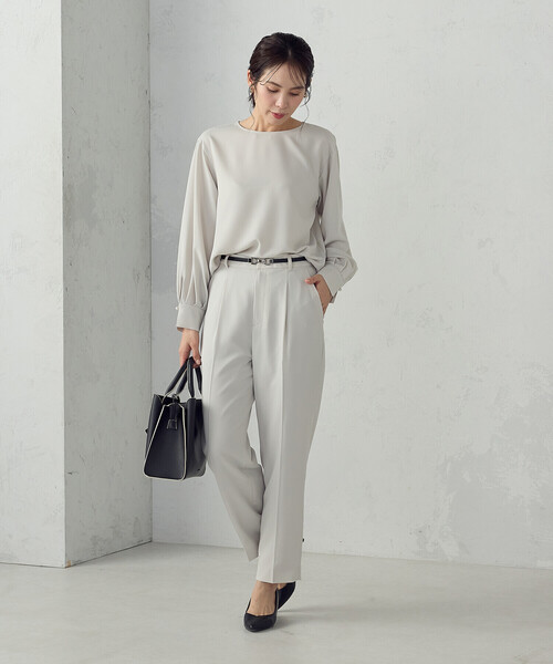 COMME CA ISM(コムサイズム)の「【宮城舞さん着用】【セットアップ対応】ポリエステルツイル パールボタンブラウス(シャツ/ブラウス・レディース・グレー/ネイビー/ホワイト・X-SMALL/SMALL/MEDIUM/LARGE/X-LARGE)」の19枚目の写真