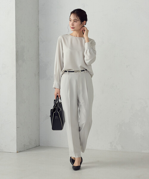 COMME CA ISM(コムサイズム)の「【宮城舞さん着用】【セットアップ対応】ポリエステルツイル パールボタンブラウス(シャツ/ブラウス・レディース・グレー/ネイビー/ホワイト・X-SMALL/SMALL/MEDIUM/LARGE/X-LARGE)」の18枚目の写真