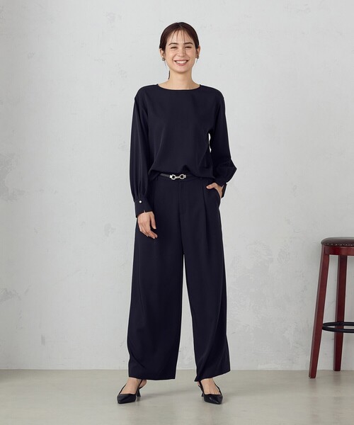 COMME CA ISM(コムサイズム)の「【宮城舞さん着用】【セットアップ対応】ポリエステルツイル パールボタンブラウス(シャツ/ブラウス・レディース・グレー/ネイビー/ホワイト・X-SMALL/SMALL/MEDIUM/LARGE/X-LARGE)」の13枚目の写真