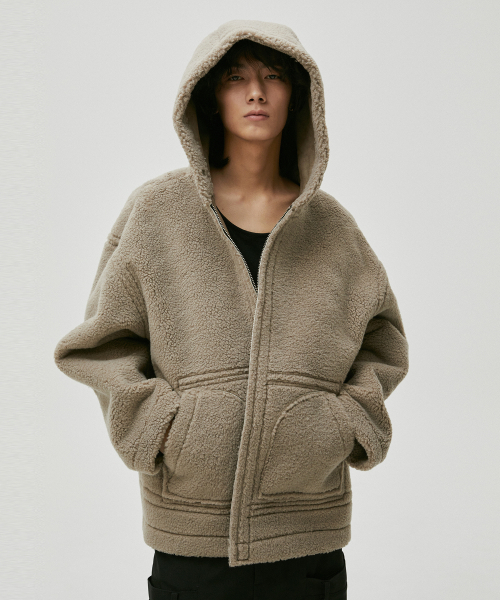 リバーシブルフードシアリングジャケットブラック[グレー]