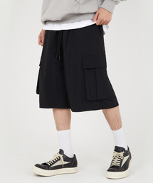 ナイロンカーゴワイドバermudaパンツ[ブラック]