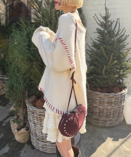 w closet(ダブルクローゼット)の「オーバーロックニット(ニット/セーター・レディース・アイボリー/ブラウン/ピンク・FREE)」の5枚目の写真