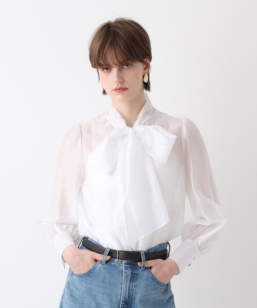 allureville(アルアバイル)の「オーガンザボウブラウス(シャツ/ブラウス・レディース・ホワイト/イエロー/ネイビー/ピンク・2)」の1枚目の写真