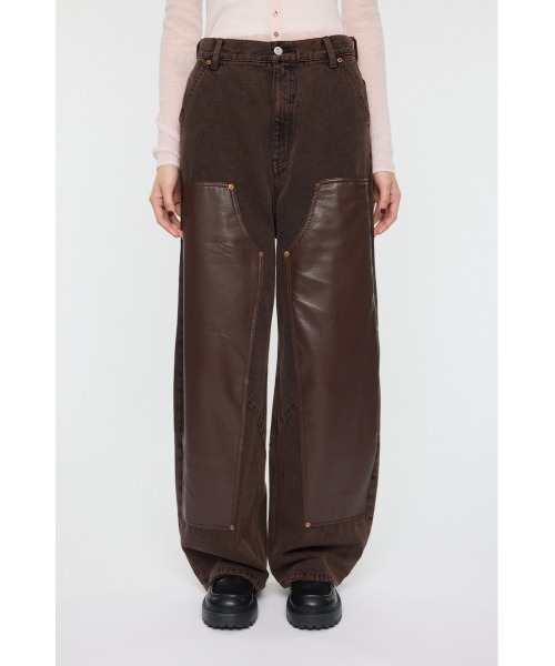 セール】F/LEATHER DOUBLE KNEE パンツ（デニムパンツ）｜MOUSSY