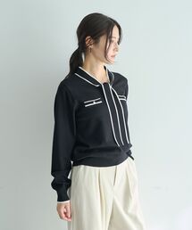 YECCA VECCA（イェッカヴェッカ）の「配色ボウタイニット（ニット/セーター）」