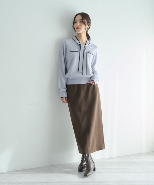 YECCA VECCA（イェッカヴェッカ）の「配色ボウタイニット（ニット/セーター・レディース・アイボリー/ブラック/ライトブルー・FREE）」の9枚目の写真