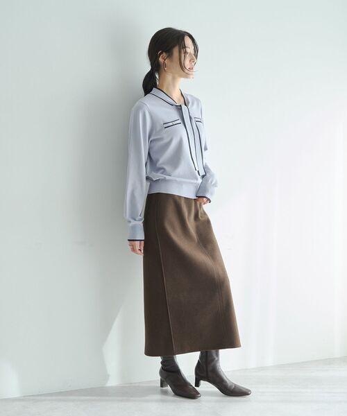 YECCA VECCA（イェッカヴェッカ）の「配色ボウタイニット（ニット/セーター・レディース・アイボリー/ブラック/ライトブルー・FREE）」の10枚目の写真