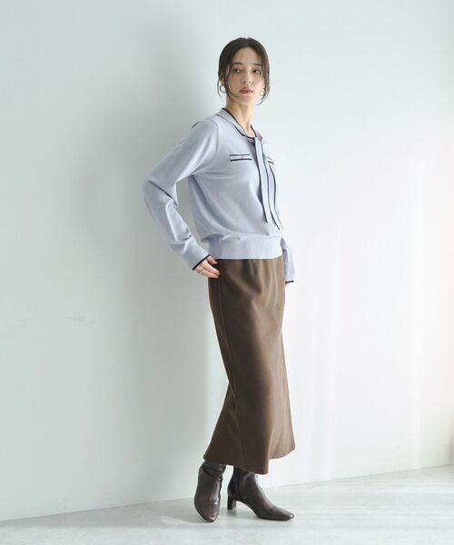 YECCA VECCA（イェッカヴェッカ）の「配色ボウタイニット（ニット/セーター・レディース・アイボリー/ブラック/ライトブルー・FREE）」の11枚目の写真