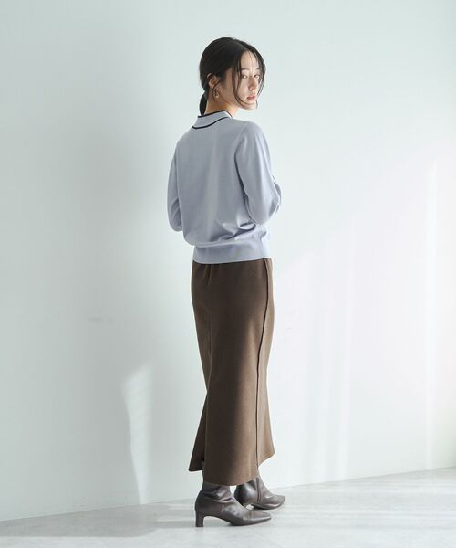 YECCA VECCA（イェッカヴェッカ）の「配色ボウタイニット（ニット/セーター・レディース・アイボリー/ブラック/ライトブルー・FREE）」の12枚目の写真