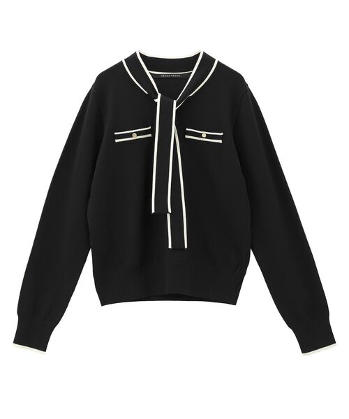 YECCA VECCA（イェッカヴェッカ）の「配色ボウタイニット（ニット/セーター・レディース・アイボリー/ブラック/ライトブルー・FREE）」の22枚目の写真