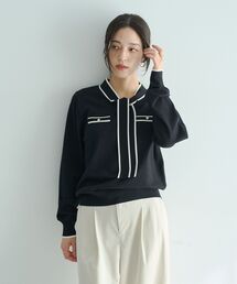 YECCA VECCA（イェッカヴェッカ）の「配色ボウタイニット（ニット/セーター）」