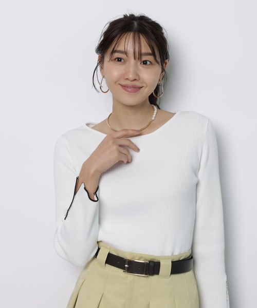 JUSGLITTY（ジャスグリッティー）の「シャイニーボートリブニット（ニット/セーター・レディース・ブラック/ブラック系その他/ブルー系その他3/ホワイト・2）」の14枚目の写真