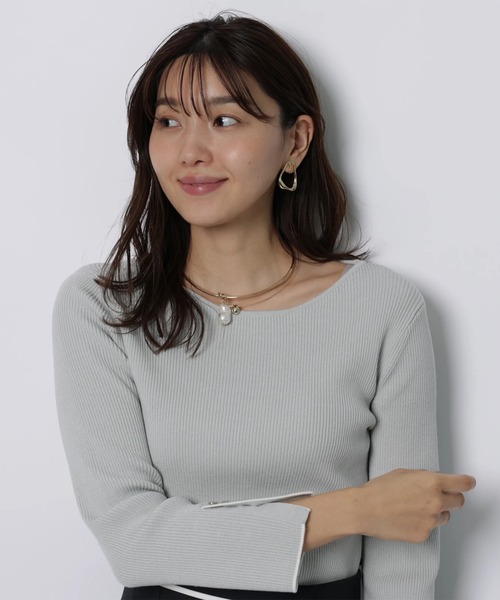【グレー】シャイニーリブニット シャイニーボートリブニット（ニット/セーター）｜JUSGLITTY（ジャス