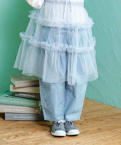Boribon（ボリボン）の「リボンモチーフココデニムパンツ（デニムパンツ・キッズ・ストライプ/ネイビー/アイボリー・120/110/100/90/80）」の3枚目の写真