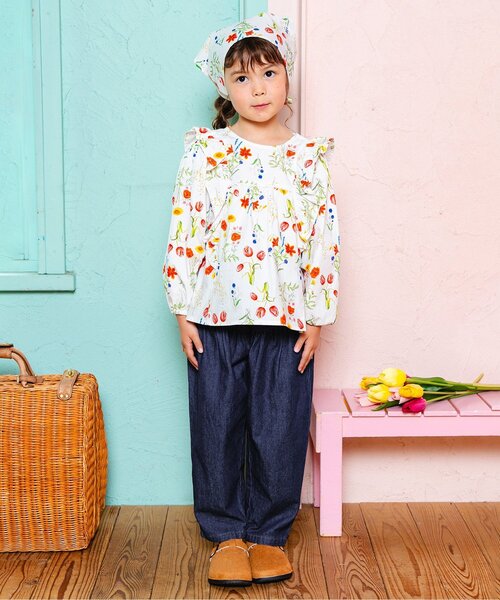 Boribon（ボリボン）の「リボンモチーフココデニムパンツ（デニムパンツ・キッズ・ストライプ/ネイビー/アイボリー・120/110/100/90/80）」の6枚目の写真