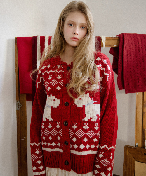 LETTER FROM MOON(レターフロムムーン)の「スコティッシュテリアコウイチャンウールカーディガン(レッド)(カーディガン/ボレロ・レディース・その他・FREE)」の2枚目の写真