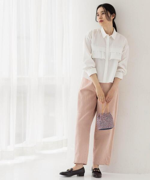 OPAQUE.CLIP（オペークドットクリップ）の「カーブシルエットカラーデニム【洗濯機OK】（デニムパンツ・レディース・ベージュ/ベビーピンク・40/38/42）」の20枚目の写真