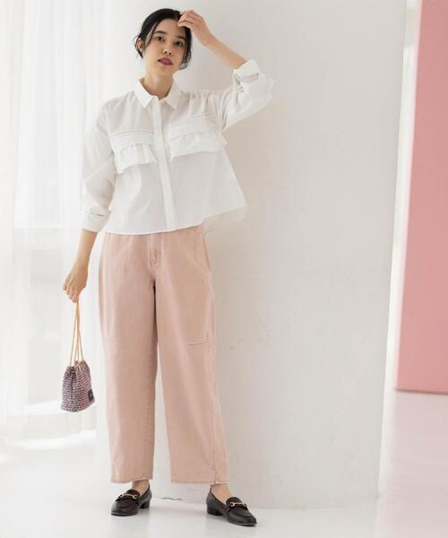 OPAQUE.CLIP（オペークドットクリップ）の「カーブシルエットカラーデニム【洗濯機OK】（デニムパンツ・レディース・ベージュ/ベビーピンク・40/38/42）」の22枚目の写真