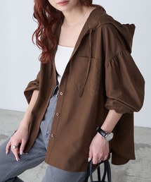 BONLECILL（ボンルシール）の「【UVカット率97%】ライトシアーギャザー 涼しげ オーバーフーディーシャツパーカー【纏うUVケア - ソルヴェール】（シャツ/ブラウス）」