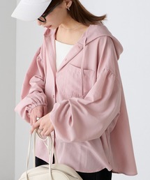 BONLECILL（ボンルシール）の「【UVカット率97%】ライトシアーギャザー 涼しげ オーバーフーディーシャツパーカー【纏うUVケア - ソルヴェール】（シャツ/ブラウス）」