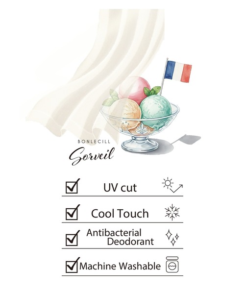 BONLECILL(ボンルシール)の「【UVカット率97%】ライトシアーギャザー 涼しげ オーバーフーディーシャツパーカー【纏うUVケア - ソルヴェール】(シャツ/ブラウス・レディース・ブラウン/ピンク/ネイビー系1/ベージュ/ブルー系1/ブラック/ライトブルー/オフホワイト/チャコールグレー/ライトイエロー・FREE)」の18枚目の写真