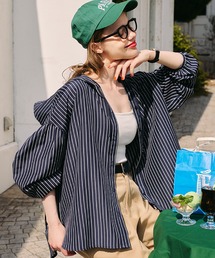 BONLECILL（ボンルシール）の「【UVカット率97%】ライトシアーギャザー 涼しげ オーバーフーディーシャツパーカー【纏うUVケア - ソルヴェール】（シャツ/ブラウス）」